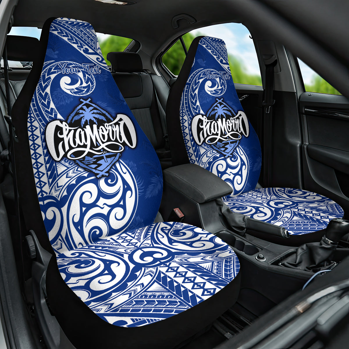 Personalised Hafa Adai Guam History and Chamorro Heritage Day Car Seat Cover Blue Latte Stone LT05 One Size Blue - Polynesian Pride