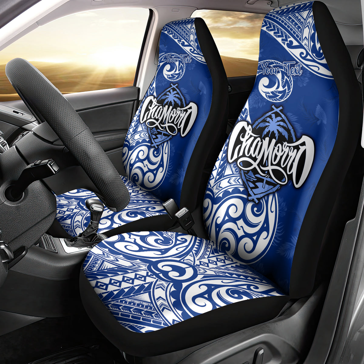 Personalised Hafa Adai Guam History and Chamorro Heritage Day Car Seat Cover Blue Latte Stone LT05 - Polynesian Pride