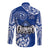 Personalised Hafa Adai Guam History and Chamorro Heritage Day Long Sleeve Button Shirt Blue Latte Stone LT05 - Polynesian Pride