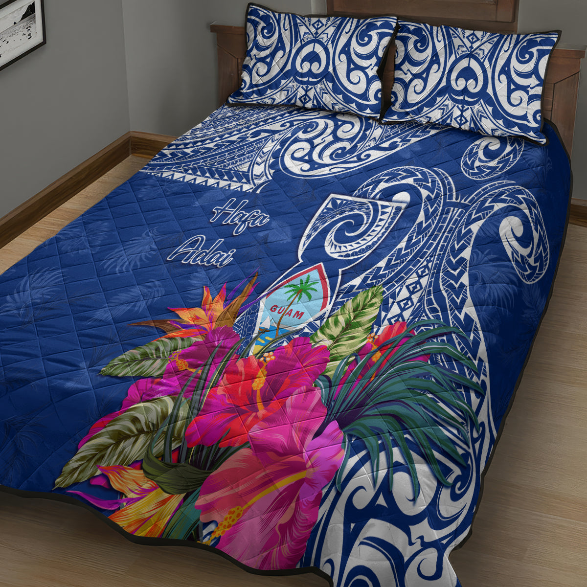 Hafa Adai Guam History and Chamorro Heritage Day Quilt Bed Set Blue Latte Stone LT05 - Polynesian Pride