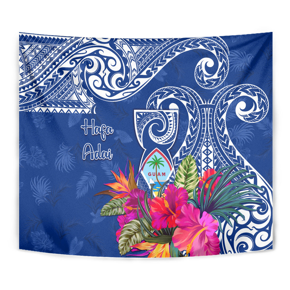 Hafa Adai Guam History and Chamorro Heritage Day Tapestry Blue Latte Stone LT05 - Polynesian Pride