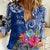 Personalised Hafa Adai Guam History and Chamorro Heritage Day Women Casual Shirt Blue Latte Stone LT05 Female Blue - Polynesian Pride