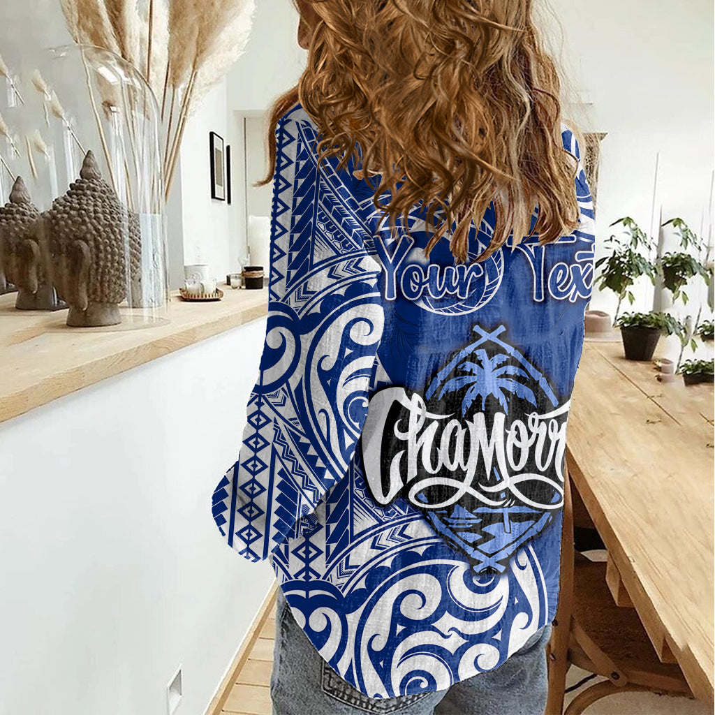 Personalised Hafa Adai Guam History and Chamorro Heritage Day Women Casual Shirt Blue Latte Stone LT05 - Polynesian Pride