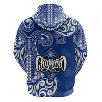 Personalised Hafa Adai Guam History and Chamorro Heritage Day Zip Hoodie Blue Latte Stone LT05 - Polynesian Pride