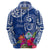 Personalised Hafa Adai Guam History and Chamorro Heritage Day Zip Hoodie Blue Latte Stone LT05 - Polynesian Pride