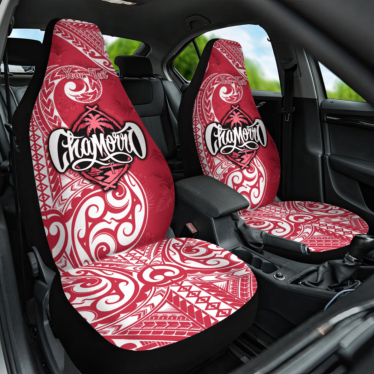 Personalised Hafa Adai Guam History and Chamorro Heritage Day Car Seat Cover Red Latte Stone LT05 One Size Red - Polynesian Pride