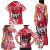 Personalised Hafa Adai Guam History and Chamorro Heritage Day Family Matching Tank Maxi Dress and Hawaiian Shirt Red Latte Stone LT05 - Polynesian Pride