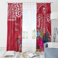 Hafa Adai Guam History and Chamorro Heritage Day Window Curtain Red Latte Stone LT05 - Polynesian Pride