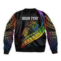 Personalised LGBT History Month Bomber Jacket Proud And Happy Polynesian Dolphin LT05 - Polynesian Pride