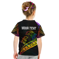 Personalised LGBT History Month Kid T Shirt Proud And Happy Polynesian Dolphin LT05 - Polynesian Pride