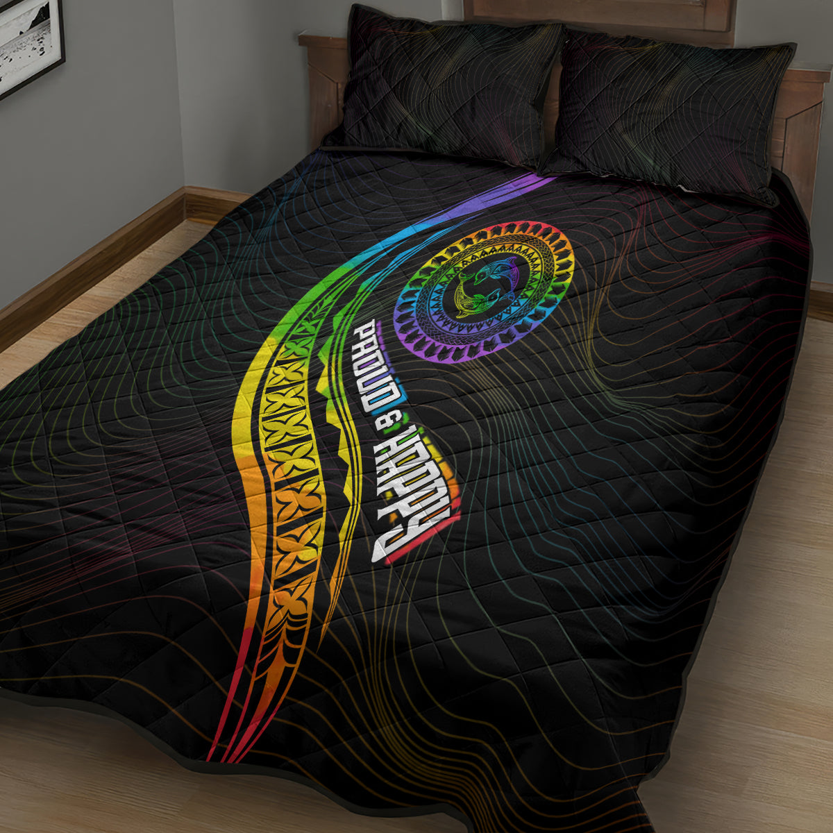 LGBT History Month Quilt Bed Set Proud And Happy Polynesian Dolphin LT05 - Polynesian Pride
