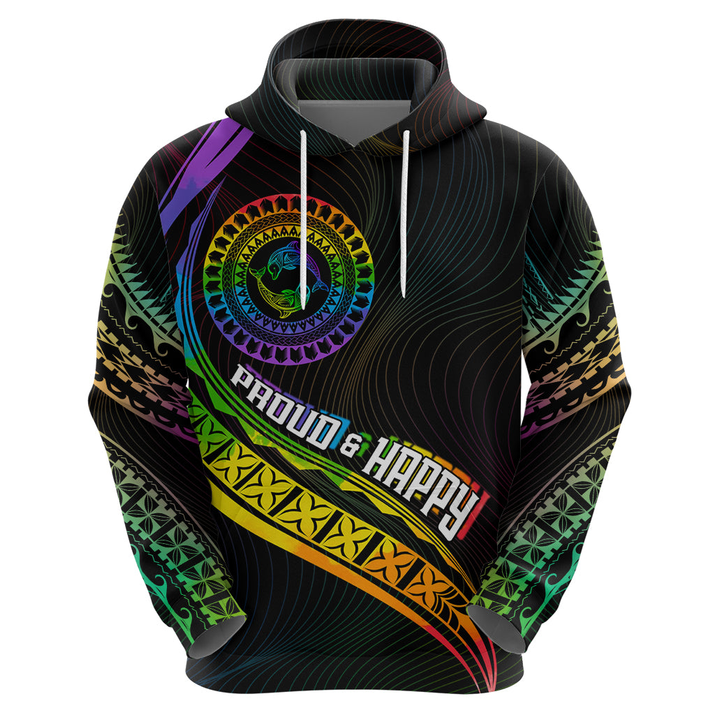 Personalised LGBT History Month Zip Hoodie Proud And Happy Polynesian Dolphin LT05 - Polynesian Pride