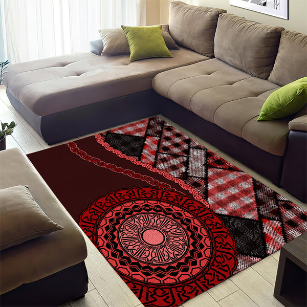 Maori Pattern Rug New Zealand Aotearoa Area Rug Maori Harakeke Weaving Pattern Red LT05