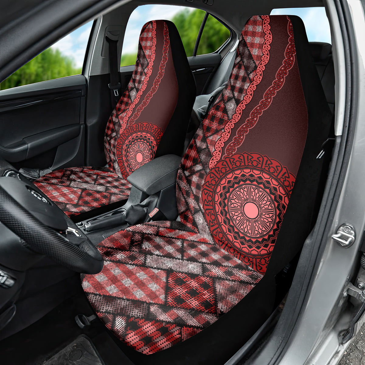 New Zealand Aotearoa Car Seat Cover Maori Harakeke Weaving Pattern Red LT05 - Polynesian Pride