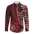 New Zealand Aotearoa Family Matching Long Sleeve Bodycon Dress and Hawaiian Shirt Maori Harakeke Weaving Pattern Red LT05 Dad's Shirt - Long Sleeve Red - Polynesian Pride