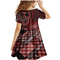 New Zealand Aotearoa Family Matching Mermaid Dress and Hawaiian Shirt Maori Harakeke Weaving Pattern Red LT05 - Polynesian Pride