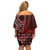 New Zealand Aotearoa Family Matching Off Shoulder Short Dress and Hawaiian Shirt Maori Harakeke Weaving Pattern Red LT05 - Polynesian Pride