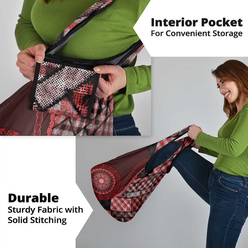 New Zealand Aotearoa Grocery Bag Maori Harakeke Weaving Pattern Red