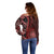 New Zealand Aotearoa Off Shoulder Sweater Maori Harakeke Weaving Pattern Red LT05 - Polynesian Pride
