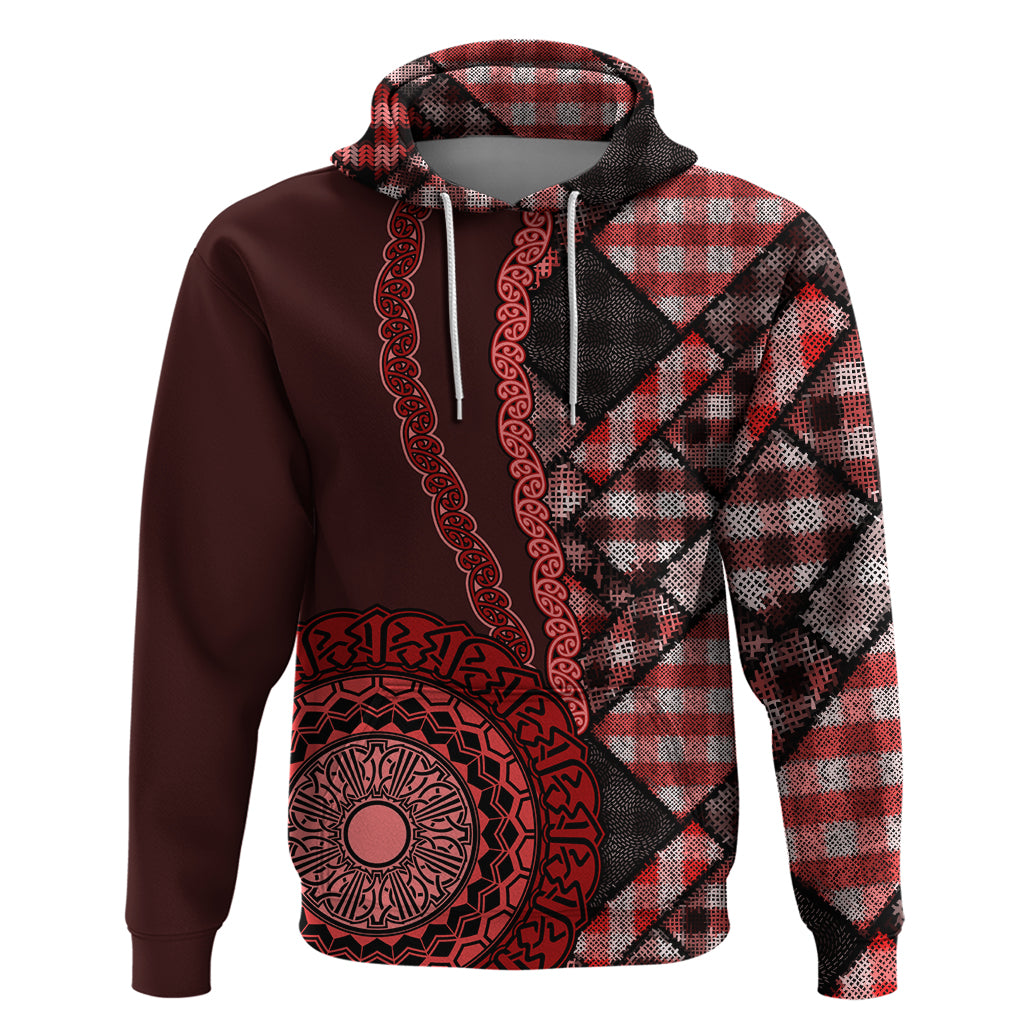 New Zealand Aotearoa Zip Hoodie Maori Harakeke Weaving Pattern Red LT05 Pullover Hoodie Red - Polynesian Pride
