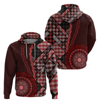 New Zealand Aotearoa Zip Hoodie Maori Harakeke Weaving Pattern Red LT05 - Polynesian Pride