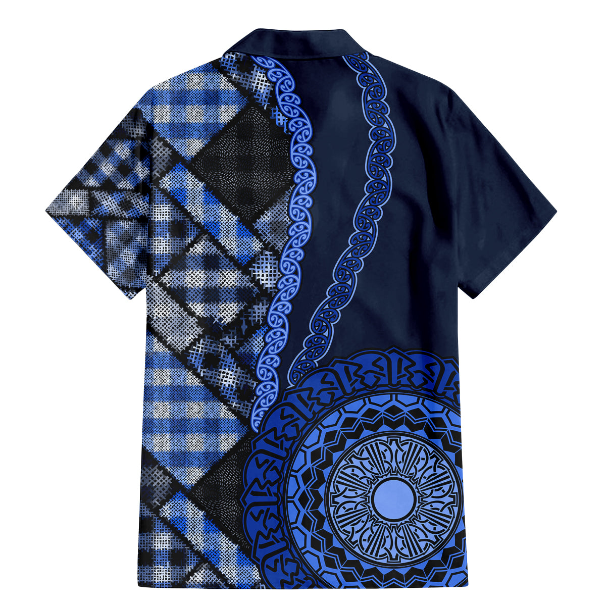 New Zealand Aotearoa Family Matching Mermaid Dress and Hawaiian Shirt Maori Harakeke Weaving Pattern Blue LT05 - Polynesian Pride