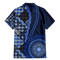 New Zealand Aotearoa Family Matching Mermaid Dress and Hawaiian Shirt Maori Harakeke Weaving Pattern Blue LT05 - Polynesian Pride