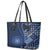 New Zealand Aotearoa Leather Tote Bag Maori Harakeke Weaving Pattern Blue LT05 - Polynesian Pride