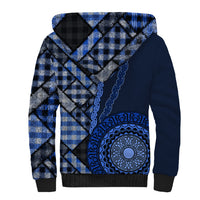 New Zealand Aotearoa Sherpa Hoodie Maori Harakeke Weaving Pattern Blue LT05 - Polynesian Pride