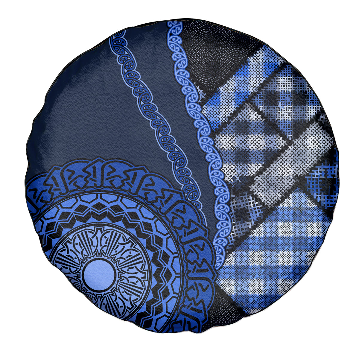 New Zealand Aotearoa Spare Tire Cover Maori Harakeke Weaving Pattern Blue LT05 - Polynesian Pride