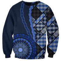 New Zealand Aotearoa Sweatshirt Maori Harakeke Weaving Pattern Blue LT05 Unisex Blue - Polynesian Pride