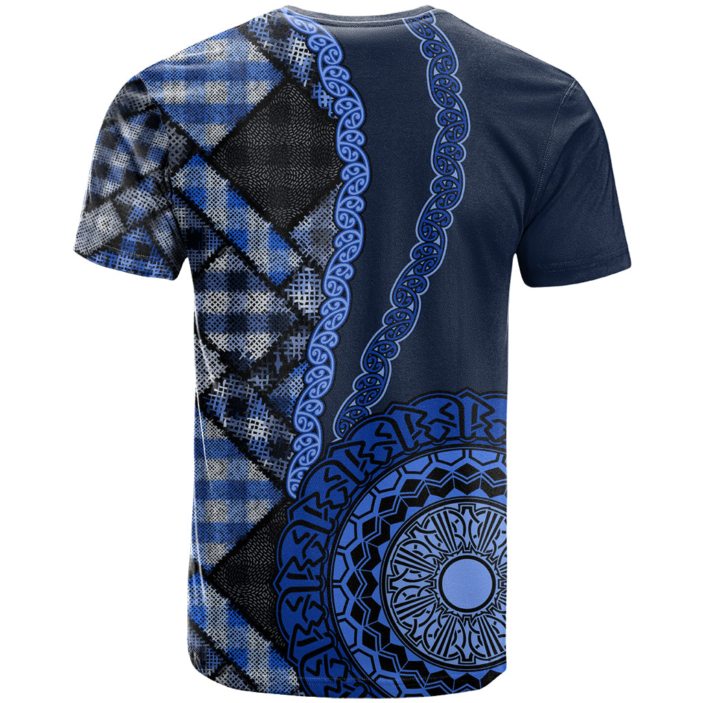 New Zealand Aotearoa T Shirt Maori Harakeke Weaving Pattern Blue LT05 - Polynesian Pride