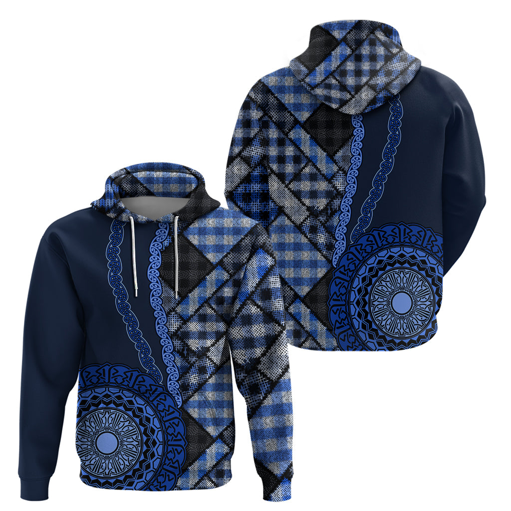 New Zealand Aotearoa Zip Hoodie Maori Harakeke Weaving Pattern Blue LT05 - Polynesian Pride