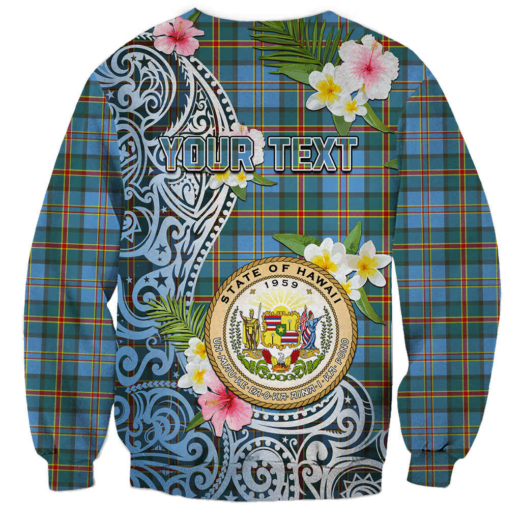 Personalised Hawaii State Sweatshirt Tropical Flowers With Tartan Pattern LT05 - Polynesian Pride
