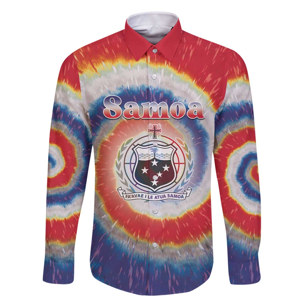 Samoa Family Matching Off The Shoulder Long Sleeve Dress and Hawaiian Shirt Tie Dye Unique Style