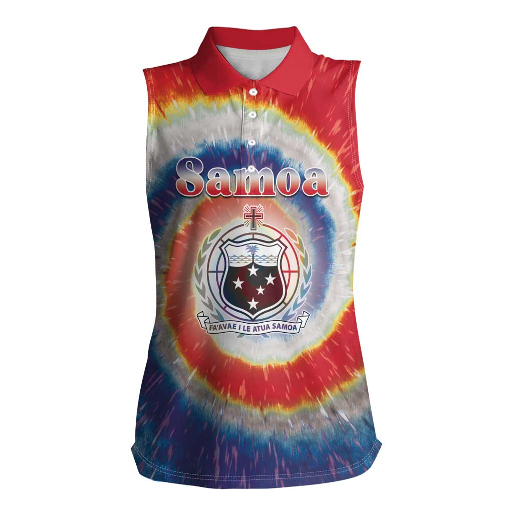 Samoa Women Sleeveless Polo Shirt Tie Dye Unique Style