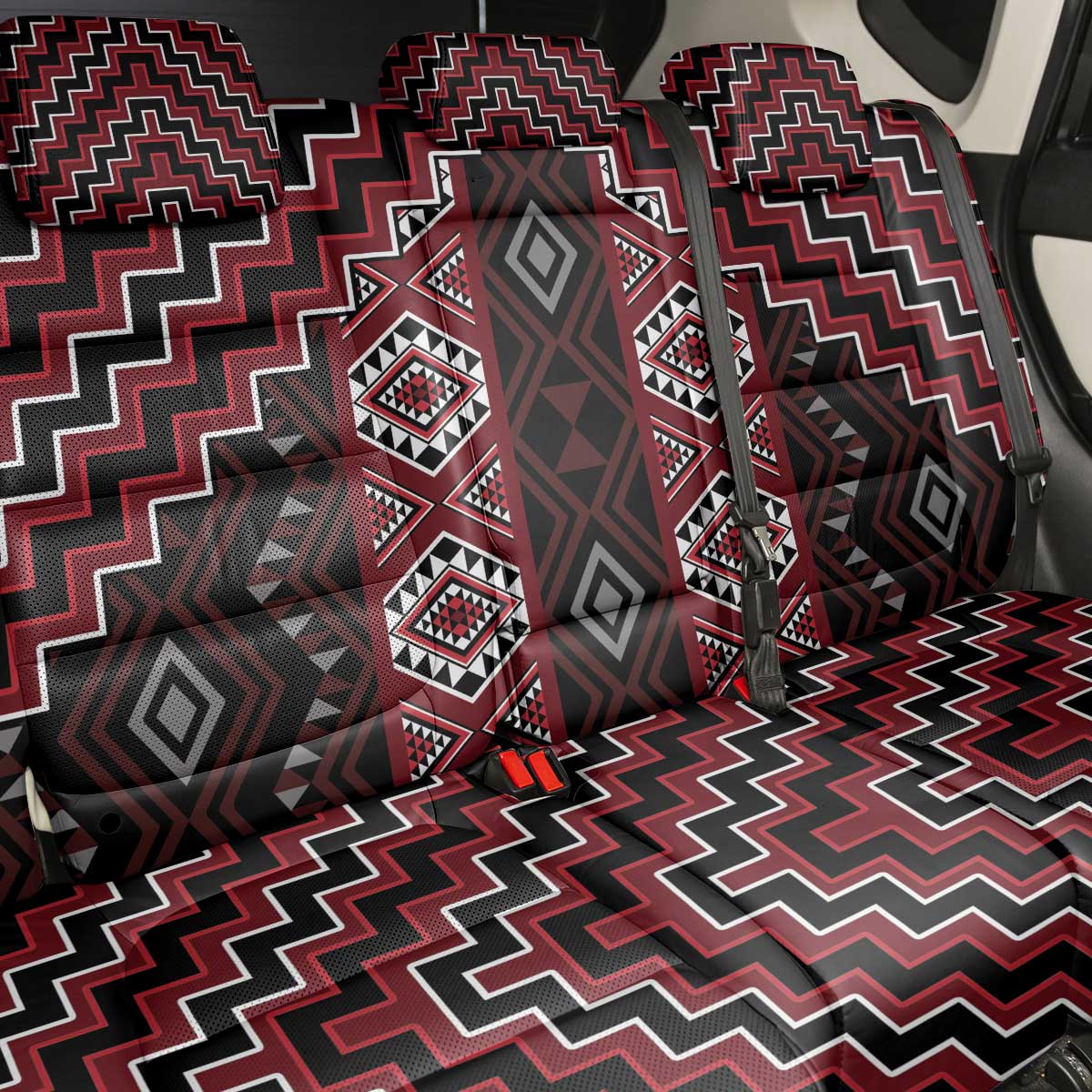 New Zealand Aotearoa Back Car Seat Cover Red Poutama With Taniko Pattern LT05