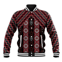 New Zealand Aotearoa Baseball Jacket Red Poutama With Taniko Pattern LT05
