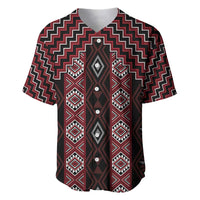 New Zealand Aotearoa Baseball Jersey Red Poutama With Taniko Pattern LT05 Red - Polynesian Pride