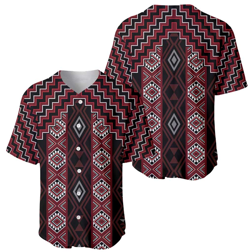New Zealand Aotearoa Baseball Jersey Red Poutama With Taniko Pattern LT05 - Polynesian Pride