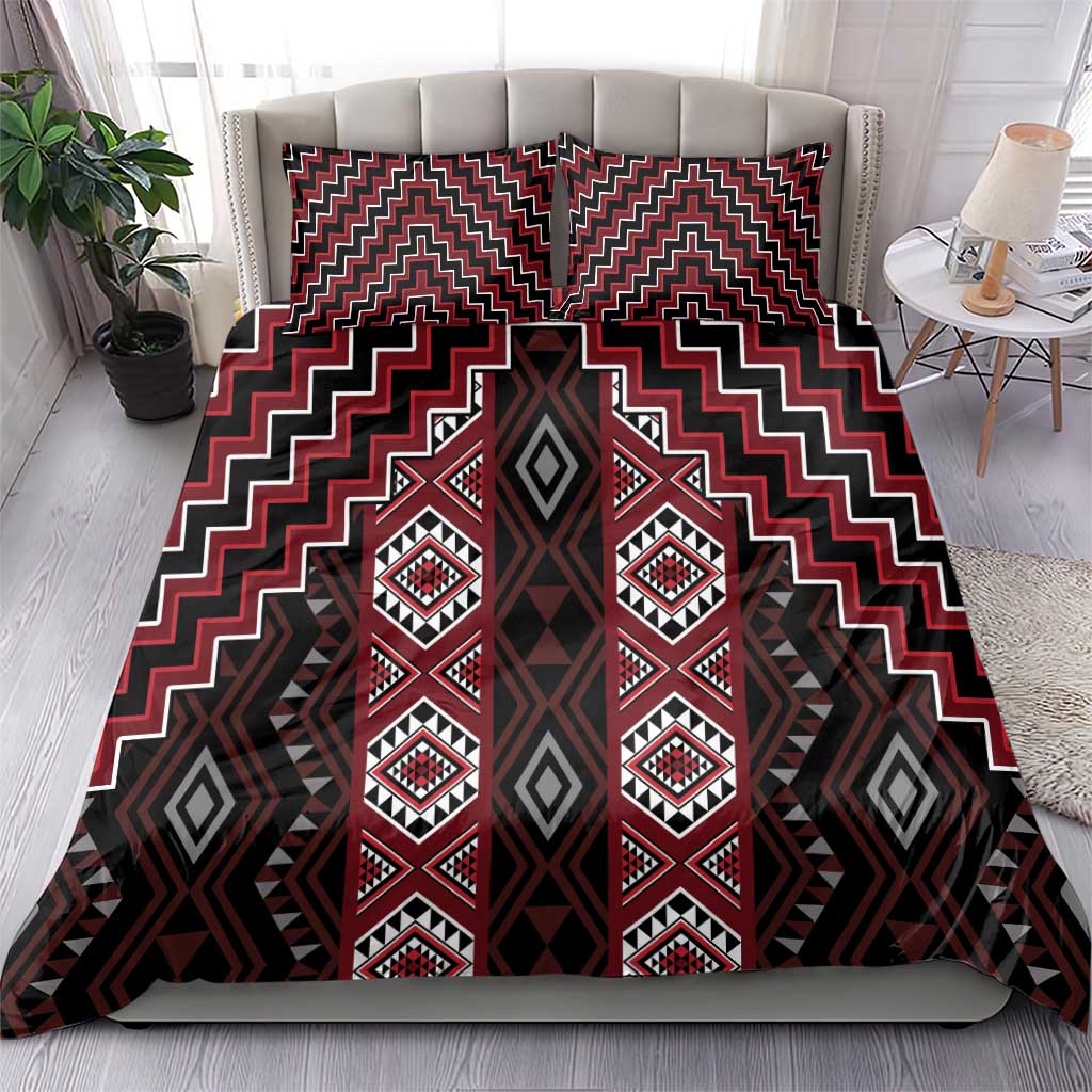 New Zealand Aotearoa Bedding Set Red Poutama With Taniko Pattern LT05