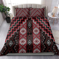 New Zealand Aotearoa Bedding Set Red Poutama With Taniko Pattern LT05