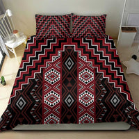 New Zealand Aotearoa Bedding Set Red Poutama With Taniko Pattern LT05