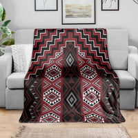New Zealand Aotearoa Blanket Red Poutama With Taniko Pattern LT05