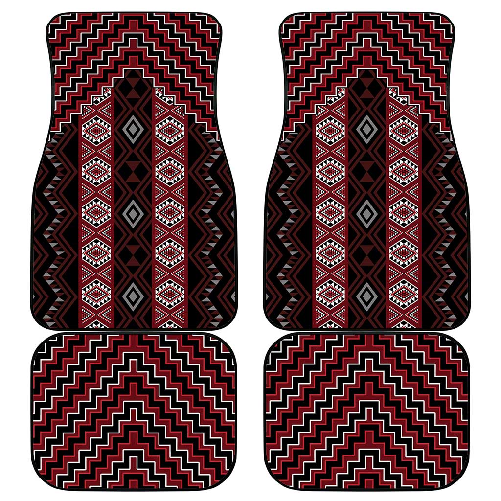 New Zealand Aotearoa Car Mats Red Poutama With Taniko Pattern LT05