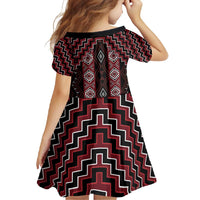 New Zealand Aotearoa Family Matching Tank Maxi Dress and Hawaiian Shirt Red Poutama With Taniko Pattern LT05