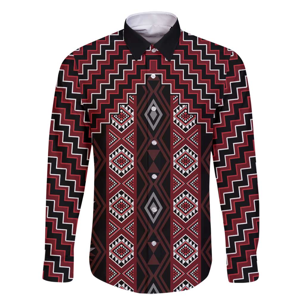 New Zealand Aotearoa Family Matching Tank Maxi Dress and Hawaiian Shirt Red Poutama With Taniko Pattern LT05