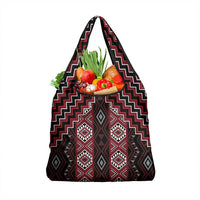 New Zealand Aotearoa Grocery Bag Red Poutama With Taniko Pattern