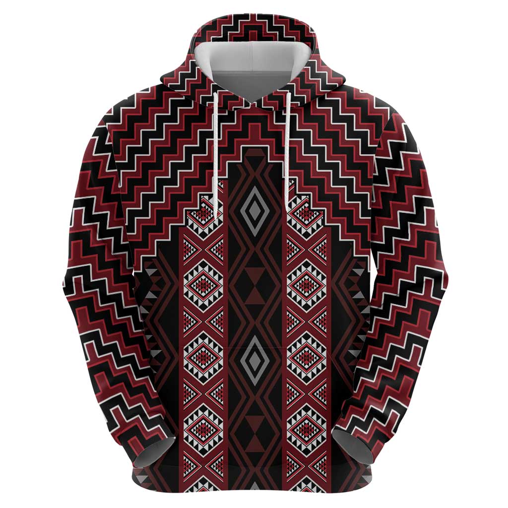 New Zealand Aotearoa Hoodie Red Poutama With Taniko Pattern LT05