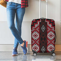 New Zealand Aotearoa Luggage Cover Red Poutama With Taniko Pattern LT05